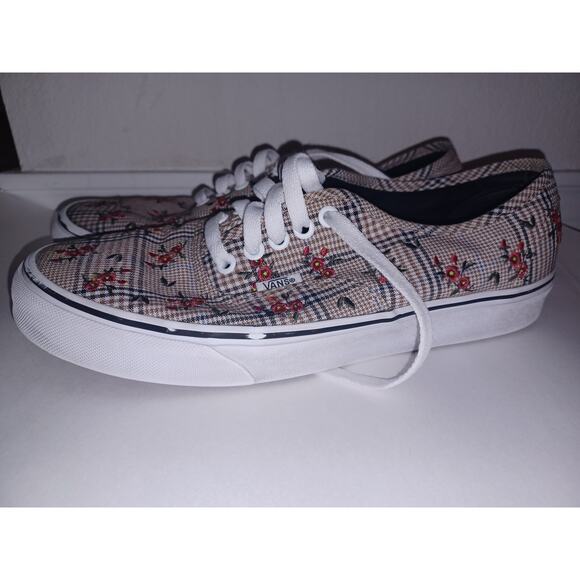 VANS Glen Plaid Floral Authentic Sneakers Size M8.5 W10 - Picture 3 of 6